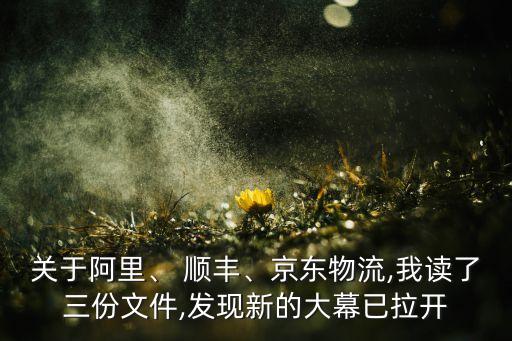 關(guān)于阿里、 順豐、京東物流,我讀了三份文件,發(fā)現(xiàn)新的大幕已拉開