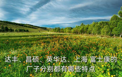 達(dá)豐、昌碩、英華達(dá)、上海 富士康的廠子分別都有哪些特點(diǎn)