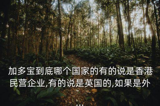  加多寶到底哪個(gè)國家的有的說是香港民營企業(yè),有的說是英國的,如果是外...