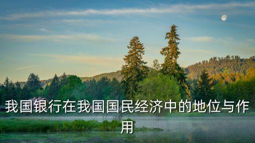 我國(guó)銀行在我國(guó)國(guó)民經(jīng)濟(jì)中的地位與作用