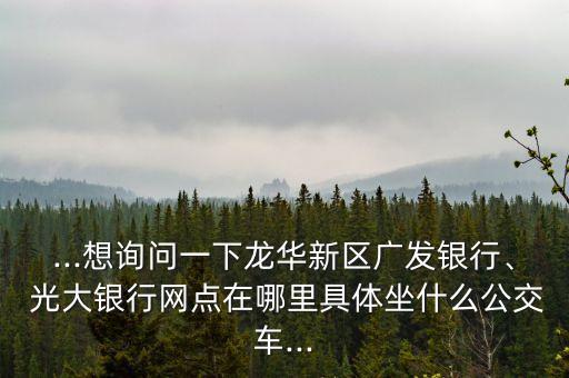 ...想詢問一下龍華新區(qū)廣發(fā)銀行、 光大銀行網(wǎng)點在哪里具體坐什么公交車...