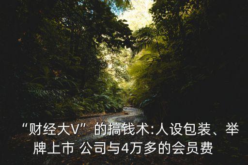 “財(cái)經(jīng)大V”的搞錢術(shù):人設(shè)包裝、舉牌上市 公司與4萬多的會(huì)員費(fèi)