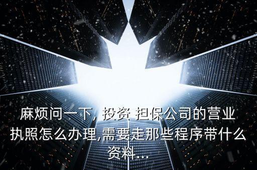麻煩問一下, 投資 擔(dān)保公司的營(yíng)業(yè)執(zhí)照怎么辦理,需要走那些程序帶什么資料...