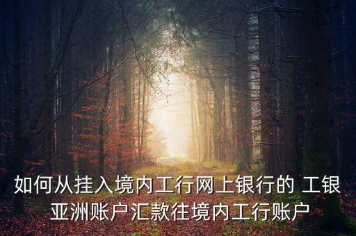 如何從掛入境內工行網上銀行的 工銀 亞洲賬戶匯款往境內工行賬戶
