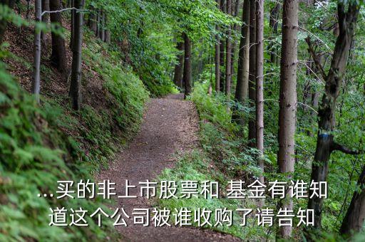 ...買的非上市股票和 基金有誰知道這個(gè)公司被誰收購(gòu)了請(qǐng)告知