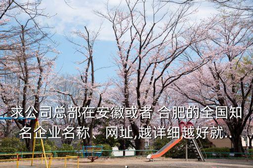 求公司總部在安徽或者 合肥的全國知名企業(yè)名稱、網(wǎng)址,越詳細(xì)越好就...