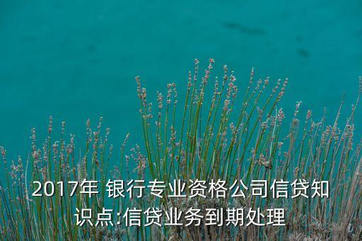 2017年 銀行專(zhuān)業(yè)資格公司信貸知識(shí)點(diǎn):信貸業(yè)務(wù)到期處理