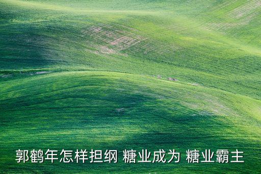 郭鶴年怎樣擔綱 糖業(yè)成為 糖業(yè)霸主