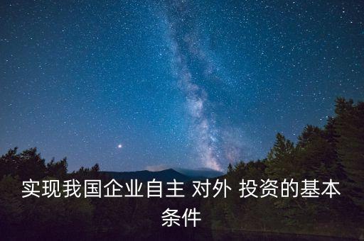 實現我國企業(yè)自主 對外 投資的基本條件
