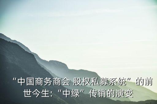 “中國商務(wù)商會 股權(quán)私募系統(tǒng)”的前世今生:“中綠”傳銷的演變