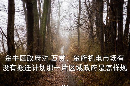 金牛區(qū)政府對 萬貫、金府機電市場有沒有搬遷計劃那一片區(qū)域政府是怎樣規(guī)...