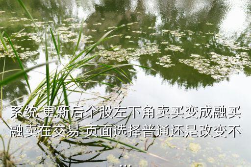系統(tǒng) 更新后個(gè)股左下角賣買(mǎi)變成融買(mǎi)融賣在交易 頁(yè)面選擇普通還是改變不...