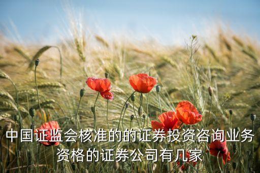 中國證監(jiān)會核準的的證券投資咨詢業(yè)務(wù)資格的證券公司有幾家