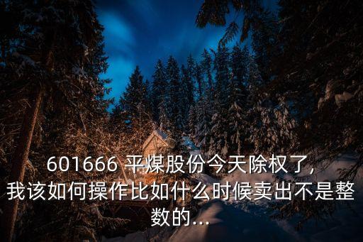 601666 平煤股份今天除權(quán)了,我該如何操作比如什么時候賣出不是整數(shù)的...