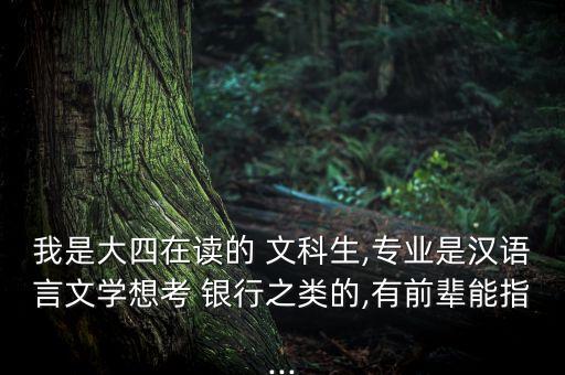 我是大四在讀的 文科生,專業(yè)是漢語(yǔ)言文學(xué)想考 銀行之類的,有前輩能指...