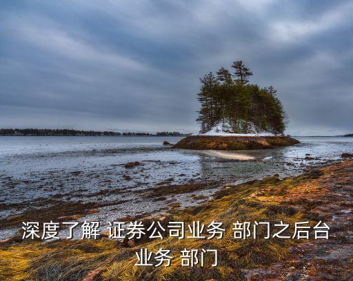 深度了解 證券公司業(yè)務 部門之后臺業(yè)務 部門