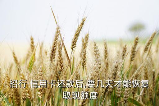 招行 信用卡還款后,要幾天才能恢復 取現額度