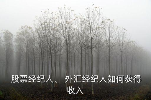 股票經(jīng)紀(jì)人、 外匯經(jīng)紀(jì)人如何獲得收入