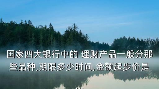 國(guó)家四大銀行中的 理財(cái)產(chǎn)品一般分那些品種,期限多少時(shí)間,金額起步價(jià)是...