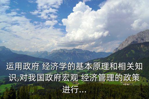 運用政府 經濟學的基本原理和相關知識,對我國政府宏觀 經濟管理的政策進行...