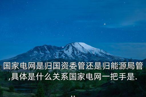 國家電網(wǎng)是歸國資委管還是歸能源局管,具體是什么關系國家電網(wǎng)一把手是...
