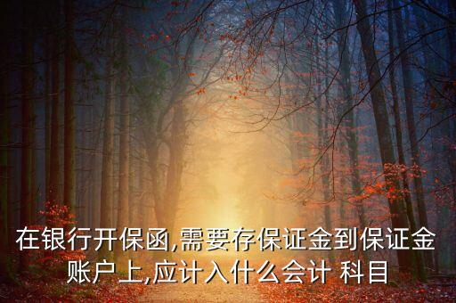 在銀行開保函,需要存保證金到保證金賬戶上,應(yīng)計(jì)入什么會計(jì) 科目