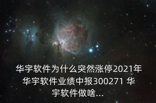  華宇軟件為什么突然漲停2021年 華宇軟件業(yè)績中報300271 華宇軟件做啥...