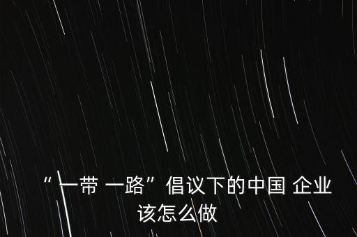 “ 一帶 一路”倡議下的中國(guó) 企業(yè)該怎么做