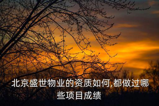  北京盛世物業(yè)的資質如何,都做過哪些項目成績