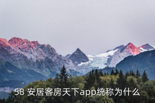 58 安居客房天下app統稱為什么