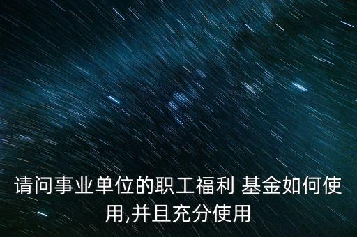 請(qǐng)問(wèn)事業(yè)單位的職工福利 基金如何使用,并且充分使用
