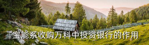  寶能系收購萬科中投資銀行的作用