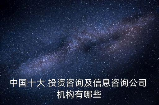 中國(guó)十大 投資咨詢及信息咨詢公司 機(jī)構(gòu)有哪些