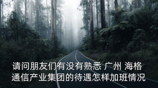 請問朋友們有沒有熟悉 廣州 海格 通信產(chǎn)業(yè)集團(tuán)的待遇怎樣加班情況
