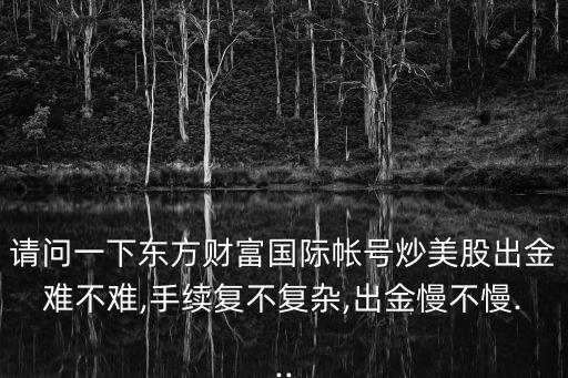 請(qǐng)問一下東方財(cái)富國(guó)際帳號(hào)炒美股出金難不難,手續(xù)復(fù)不復(fù)雜,出金慢不慢...