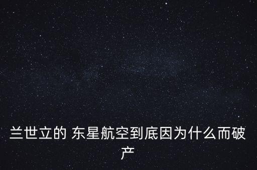 蘭世立的 東星航空到底因?yàn)槭裁炊飘a(chǎn)