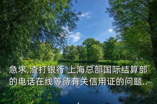 急求,渣打銀行 上海總部國(guó)際結(jié)算部的電話在線等待有關(guān)信用證的問(wèn)題...