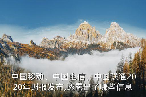  中國移動、中國電信、中國聯(lián)通2020年財報發(fā)布,透露出了哪些信息