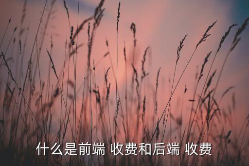 基金前段收費,兩供基金怎么收費的