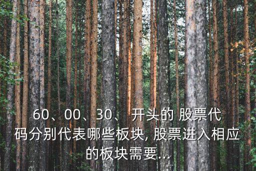 60、00、30、 開頭的 股票代碼分別代表哪些板塊, 股票進(jìn)入相應(yīng)的板塊需要...