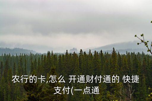 農(nóng)行的卡,怎么 開通財(cái)付通的 快捷 支付(一點(diǎn)通