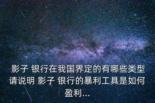  影子 銀行在我國(guó)界定的有哪些類型請(qǐng)說明 影子 銀行的暴利工具是如何盈利...