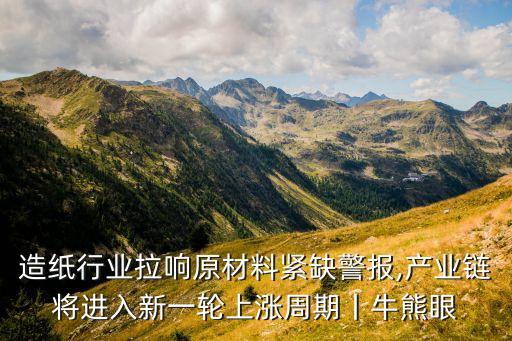 造紙行業(yè)拉響原材料緊缺警報,產業(yè)鏈將進入新一輪上漲周期丨牛熊眼