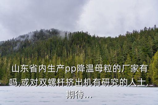  山東省內生產pp降溫母粒的廠家有嗎,或對雙螺桿擠出機有研究的人士,期待...