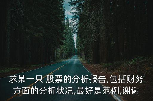 求某一只 股票的分析報(bào)告,包括財(cái)務(wù)方面的分析狀況,最好是范例,謝謝