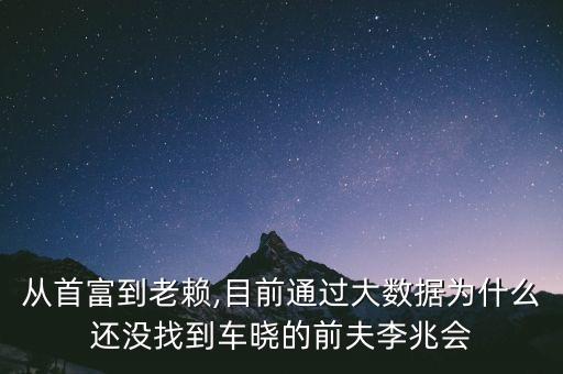 從首富到老賴,目前通過大數(shù)據(jù)為什么還沒找到車曉的前夫李兆會