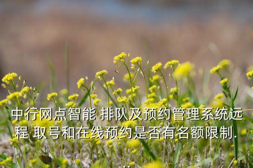 中行網點智能 排隊及預約管理系統(tǒng)遠程 取號和在線預約是否有名額限制...