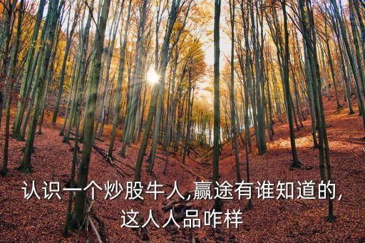 認(rèn)識(shí)一個(gè)炒股牛人,贏途有誰(shuí)知道的,這人人品咋樣