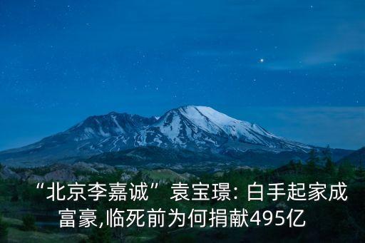 “北京李嘉誠”袁寶璟: 白手起家成富豪,臨死前為何捐獻495億