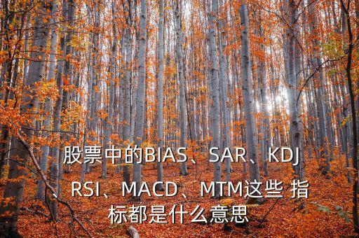  股票中的BIAS、SAR、KDJ、RSI、MACD、MTM這些 指標(biāo)都是什么意思